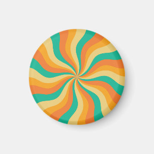 Retro 70s Sunburst Colourful Background Magnet