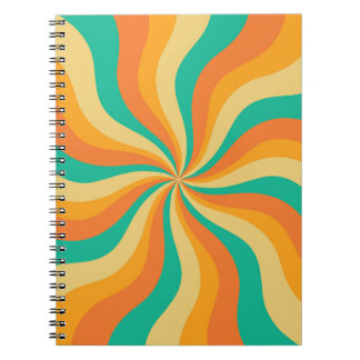 Retro 70s Sunburst Colourful Background Notebook