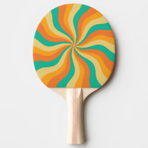 Retro 70s Sunburst Colourful Background Ping Pong Paddle