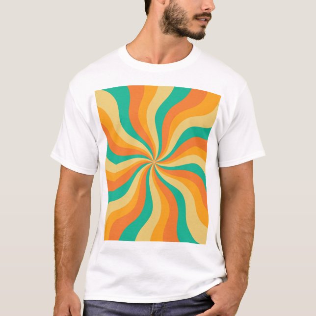 Retro 70s Sunburst Colourful Background T-Shirt (Front)