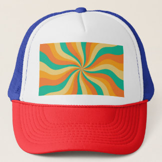 Retro 70s Sunburst Colourful Background Trucker Hat