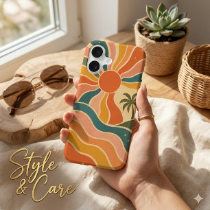 Retro 70s Sunset Waves & Palm Trees Aesthetic