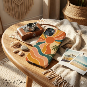 Retro 70s Sunset Waves & Palm Trees Aesthetic iPhone 13 Mini Case