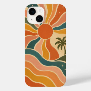 Retro 70s Sunset Waves & Palm Trees Aesthetic Case-Mate iPhone 14 Case