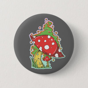Retro 70's Tattoo Mushroom 6 Cm Round Badge
