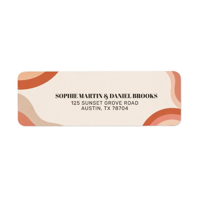 Retro 70s Terracotta Groovy Return Address Label (Front)
