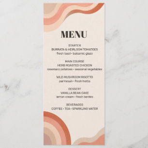 Retro 70s Terracotta Groovy Wedding Menu