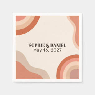 Retro 70s Terracotta Groovy Wedding Paper Napkin