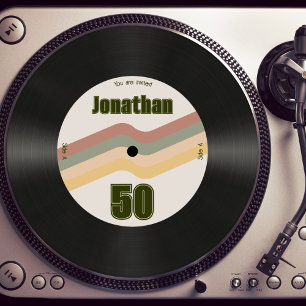 Retro 70s theme 50th Birthday Music Vinyl Record  Invitation