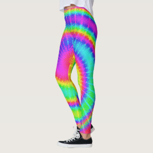 Retro 70s TieDye Hippie Psychedelic Colourful Leggings