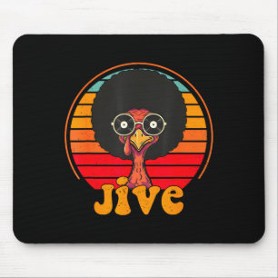 Retro 70s Turkey Jive Afro Thanksgiving Family Men Mouse Mat