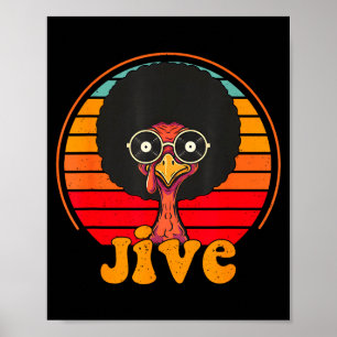 Retro 70s Turkey Jive Afro Thanksgiving Family Men Poster