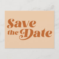 Retro 70s Typography in Terracotta Save The Date P