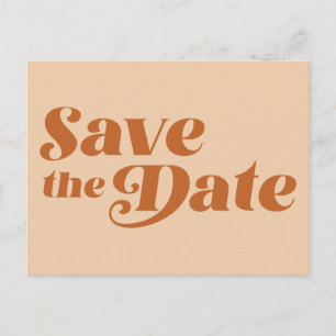 Retro 70s Typography in Terracotta Save The Date P Postcard