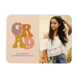 Retro 70s Vibe Photo Graduation Announcement Magnet