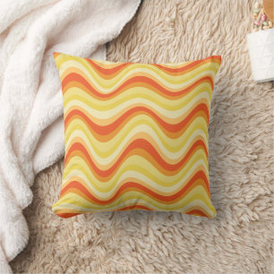 Retro 70s Wavy Pattern ,Groovy Abstract Funky Vint Cushion
