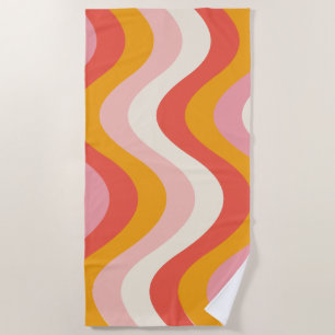 Retro 70s Wavy Stripes Beach Towel