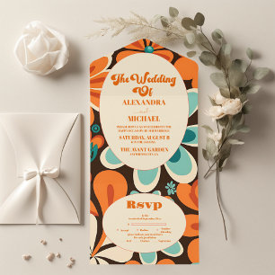 Retro 70s Wedding  All In One Invitation