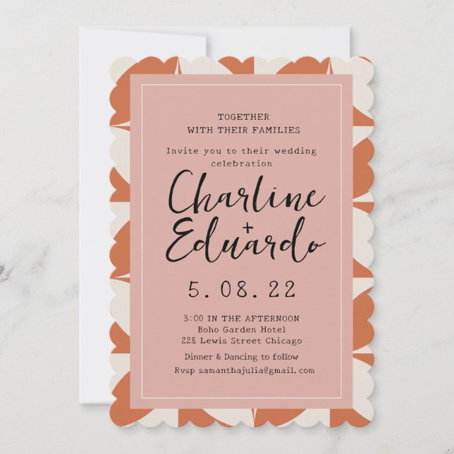 Retro 70s Wedding Handlettering  Invitation (Front)