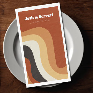 Retro 70s Wedding Personalised Burnt Orange Napkin