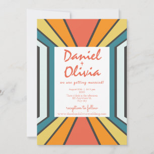 Retro 70s with QR/Photo Wedding Invitation