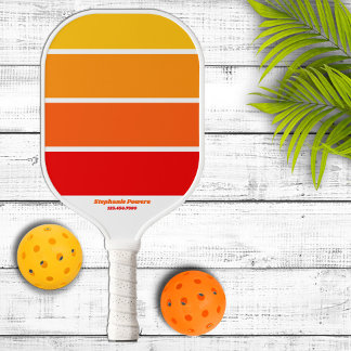 Retro 70s Yellow and Orange Striped Pickleball Paddle