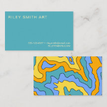 Retro 70s Yellow Blue Colourful Abstract Trendy