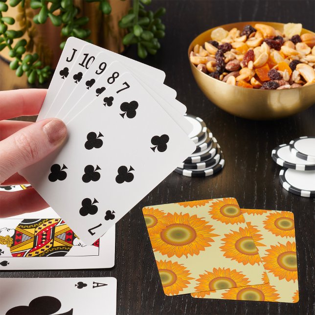 Retro 70s Yellow Sunflower Floral Pattern Playing Cards (Creator Uploaded)