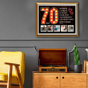 Retro 70th Anniversary Hearts Custom Photo Collage Poster