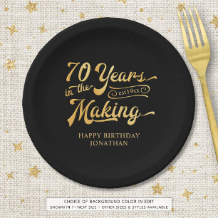 Retro 70th Birthday 70 Years in the Making Lights Paper Plate