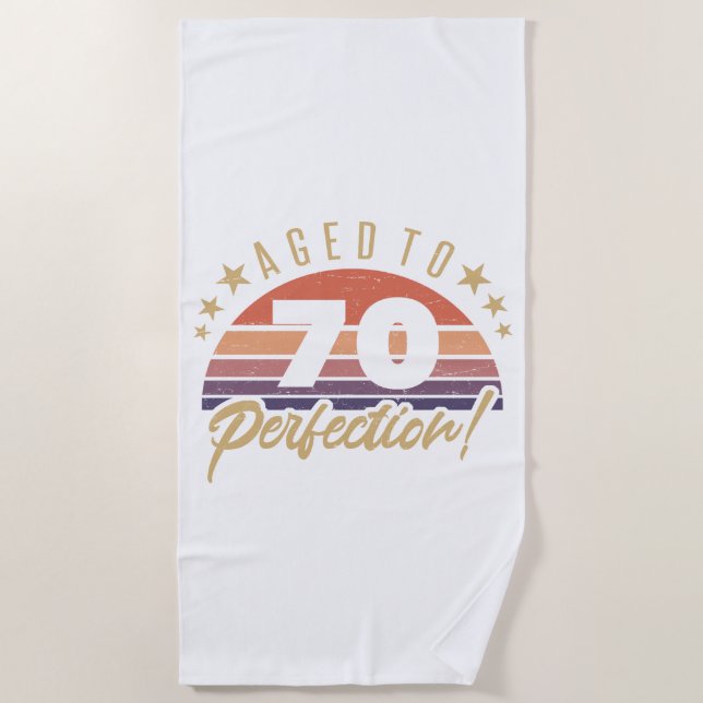 Retro 70th Birthday Humour Beach Towel (Front)
