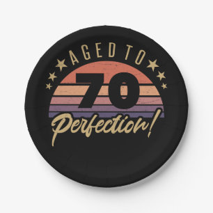 Retro 70th Birthday Humour Paper Plate