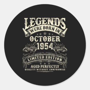 Retro 71st Birthday For Men 71 Year Old October 19 Classic Round Sticker