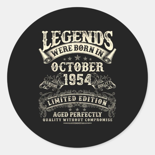 Retro 71st Birthday For Men 71 Year Old October 19 Classic Round Sticker (Front)