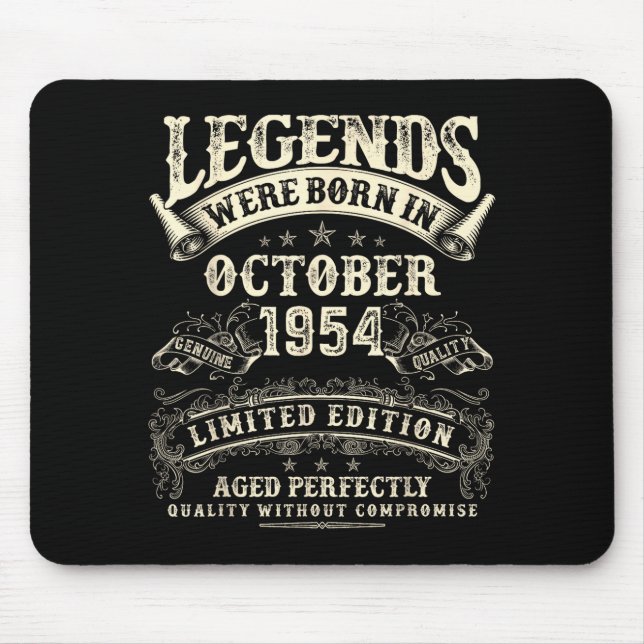 Retro 71st Birthday For Men 71 Year Old October 19 Mouse Mat (Front)