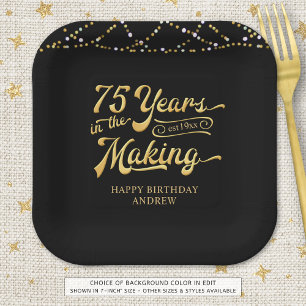 Retro 75th Birthday 75 Years in the Making Lights Paper Plate