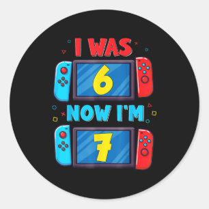 Retro 7th Birthday Boy I Was 6 Now I'm 7 Year Old Classic Round Sticker