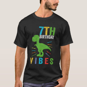 Retro 7th Birthday Vibes Trex Teacher Student Educ T-Shirt