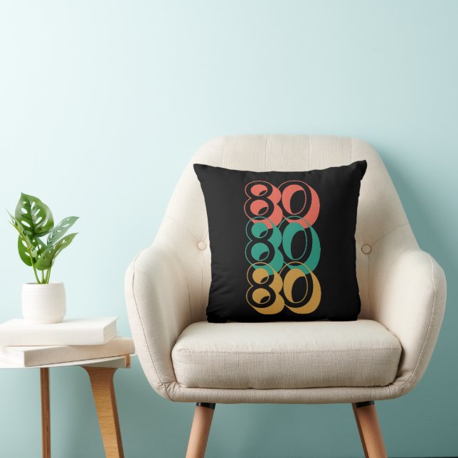 retro 80 1980 Throw Pillow Colourful  (Chair)