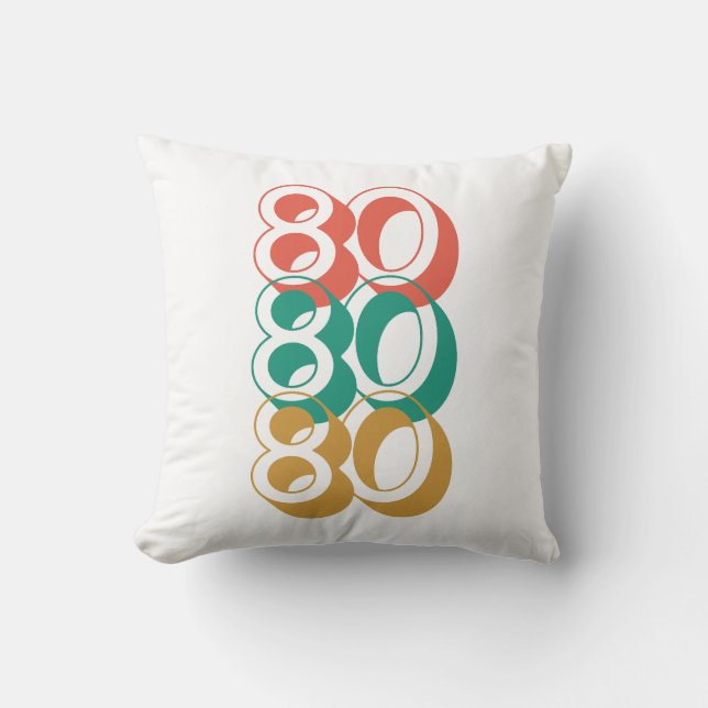 retro 80 1980 Throw Pillow Colourful  (Front)