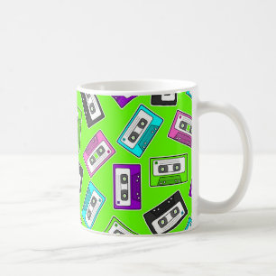 Retro 80"s Mixtape Print - Green Background Coffee Mug