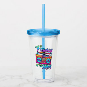 Retro 80s 7th Grade Is My Jam Back To School Acrylic Tumbler