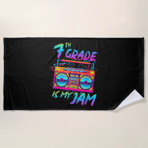 Retro 80s 7th Grade Is My Jam Back To School Beach Towel
