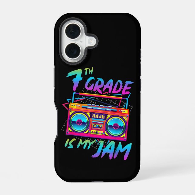 Retro 80s 7th Grade Is My Jam Back To School iPhone 16 Case (Back)