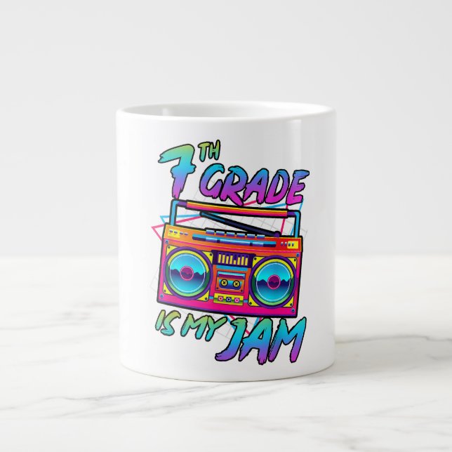 Retro 80s 7th Grade Is My Jam Back To School Large Coffee Mug (Front)