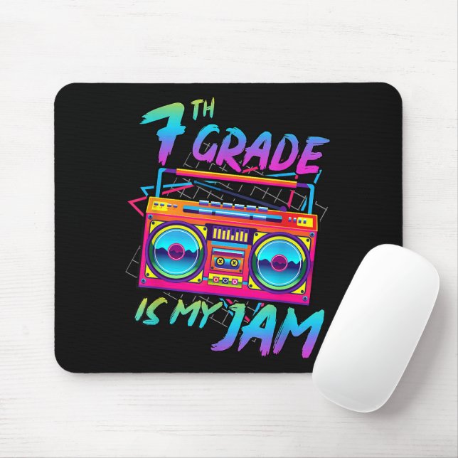 Retro 80s 7th Grade Is My Jam Back To School Mouse Mat (With Mouse)