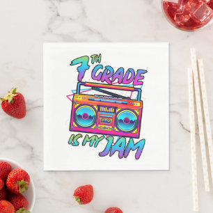 Retro 80s 7th Grade Is My Jam Back To School Napkin
