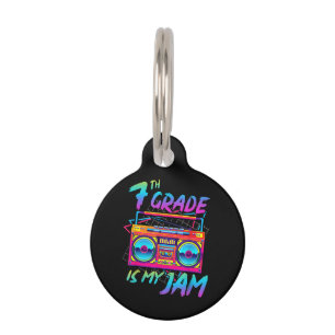 Retro 80s 7th Grade Is My Jam Back To School Pet Tag