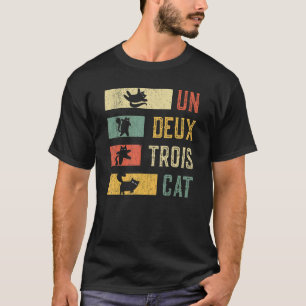 Retro 80s 90s Ca  Cute Cat  Un Deux Trois T-Shirt
