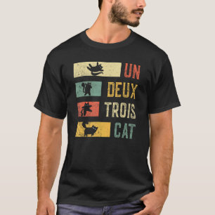 Retro 80s 90s Ca Cute Cat Un Deux Trois T-Shirt